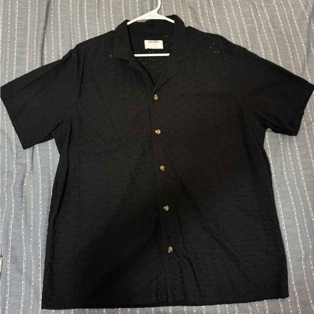 Old Navy Black Textured Shirt
